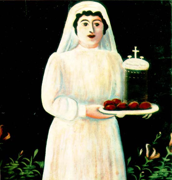 A Woman Carrying Easter Eggs
